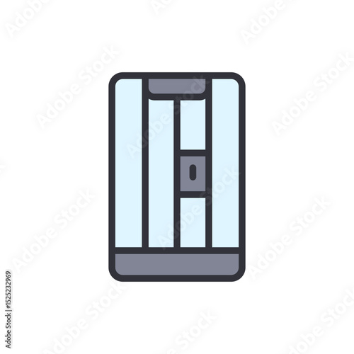 Stylized Depiction Of A Cell With Metal Bars And Lock Feature