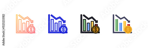 Graph icon set multiple style collection