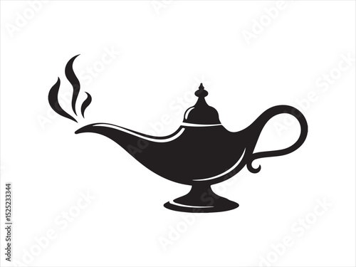 Magical Black Genie Lamp: Wish, Fantasy, and Mystical Icon