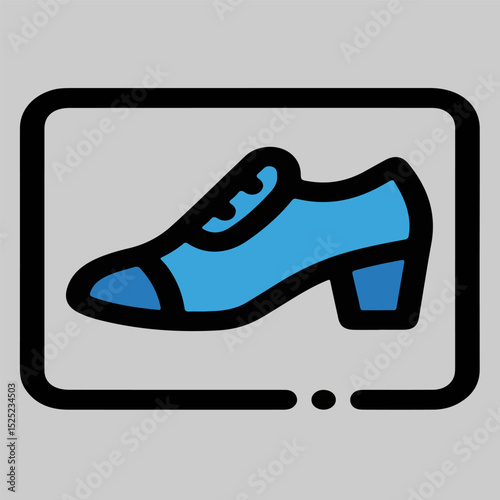 Casual blue sport shoes icon vector with black lace, perfect for fitness theme, lifestyle illustrations, mobile design, or outdoor activity elements.