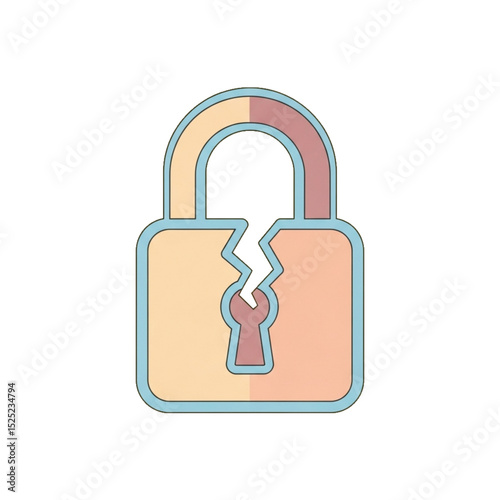 Broken padlock symbolizing security breach.