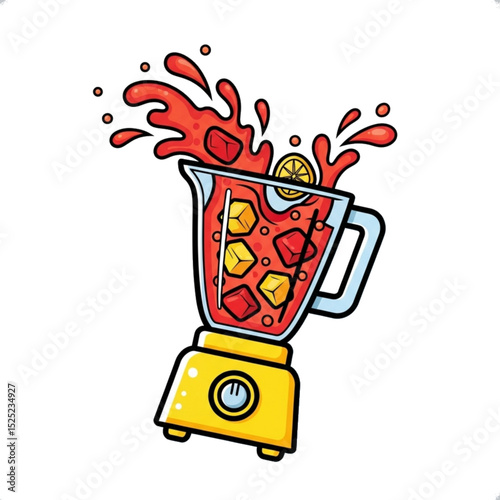 Blender with fruit splash.