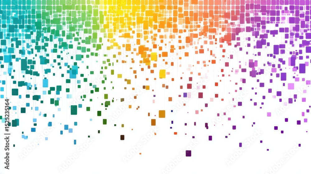 Obraz premium Color blocks forming a pixelated stripe design on a white transparent backdrop