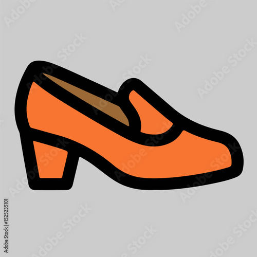 Orange slip-on shoes icon vector with classic retro vibe, great for vintage collections, wardrobe icons, fashion illustrations, or digital wear assets.