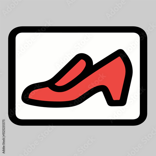 Red women’s heels icon vector with pointed toe and elegant shape, perfect for fashion apps, online store visuals, UI icons, or luxury style designs.