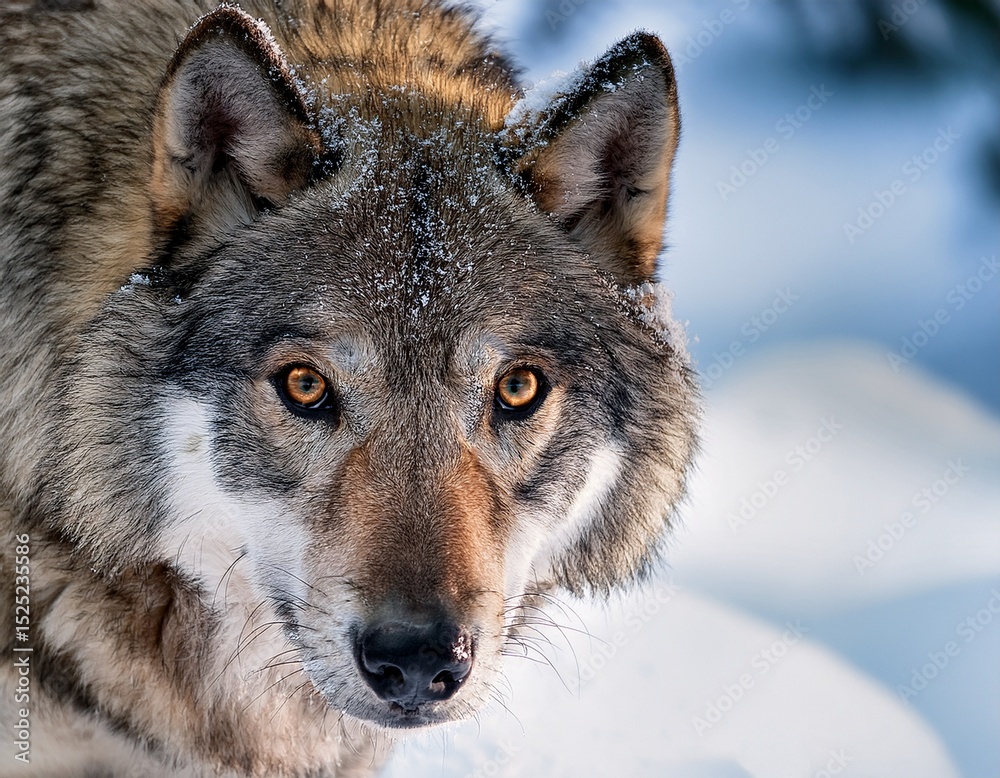 Fototapeta premium wolf with piercing eyes in the snow