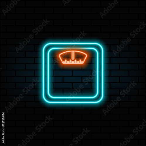 icon, gym scale, bathroom. neon style.weight scale icon. neon style scales. weight scale icon simple cartoon vector illustration