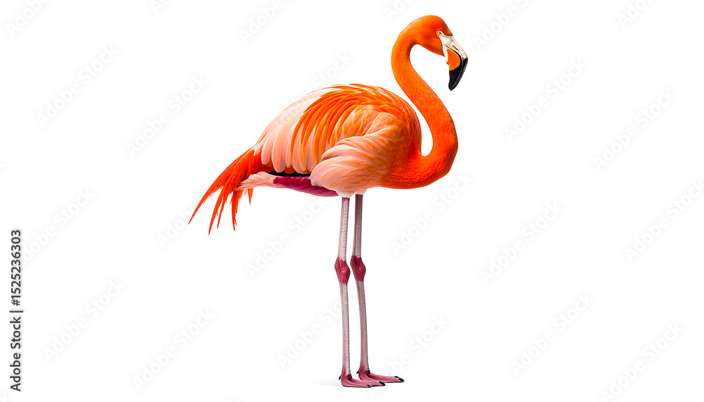 Obraz premium American flamingo bird isolated on white background