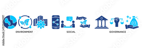 ESG icon set vector illustration concept relate to Environment Social Governance of corporate sustainability performance for investment screening