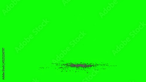 Ground collapse animation on green screen with smoke. Concrete ground collapse VFX animation with green screen background. 3d rendering animation. Green Screen road cracks, floor cracks animation. 4K.
