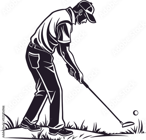 Golfer preparing to hit golf ball illustration