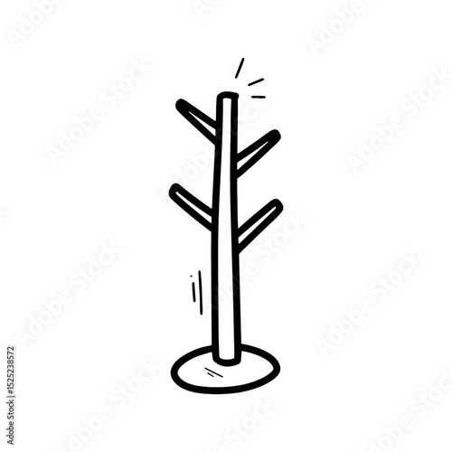 Hand Drawn Coat Rack Illustration. Doodle Vector. Isolated on White Background - EPS 10 Vector
