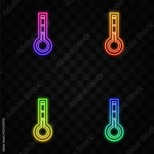 Temperature level vector icon. Neon style.