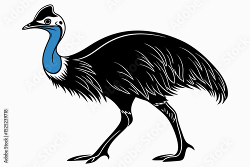cassowary sihouette black vector