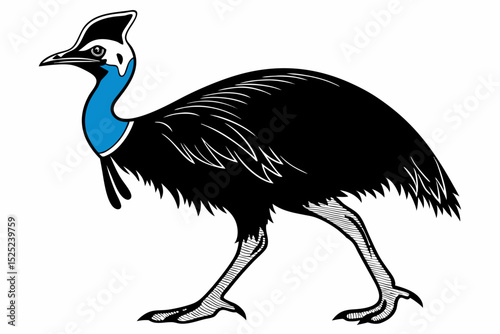 cassowary sihouette black vector