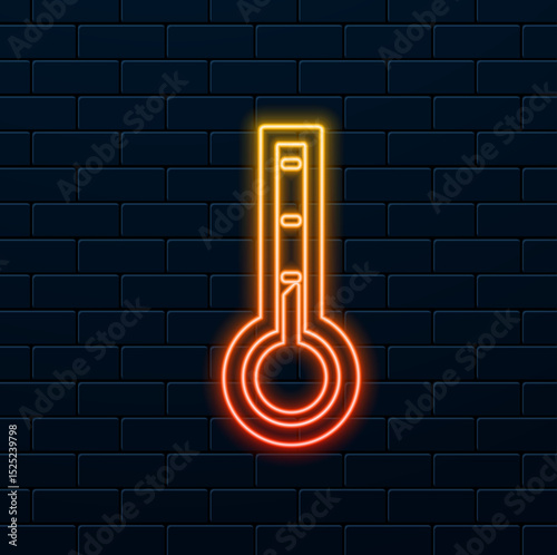 thermometer tritone glyph icon.Temperature level vector icon. Neon style.