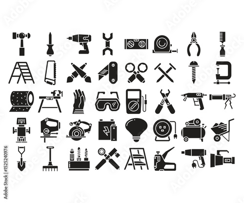 handy tools and equipment icons set vector illustration
