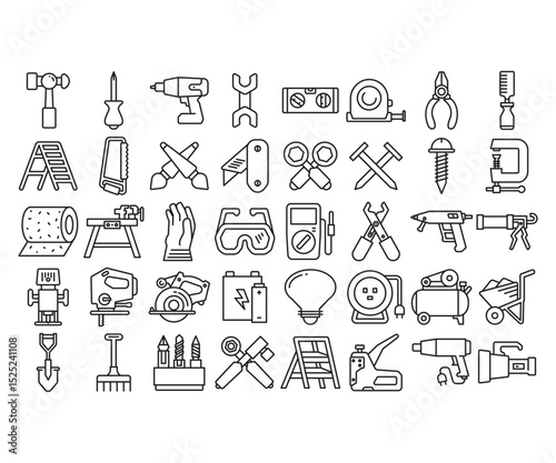 handy tools and equipment icons set vector illustration
