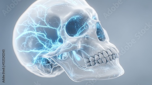 Human Skull with Illuminated Vascular System