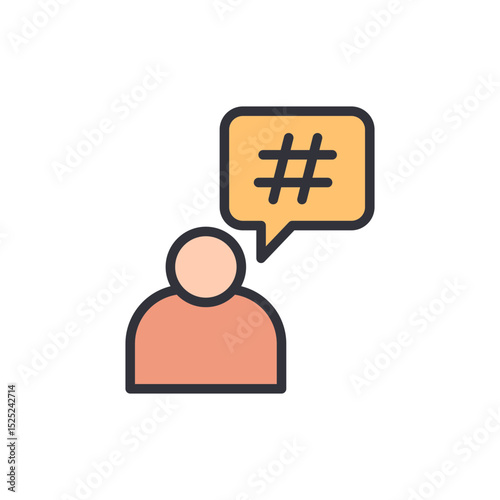Minimalistic Illustration Of A Person Sharing A Hashtag Icon