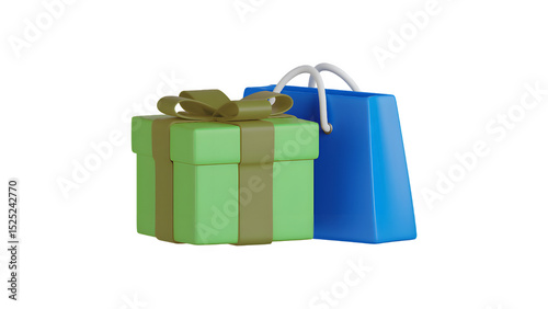 gift box and shoppingbag on transparent background photo