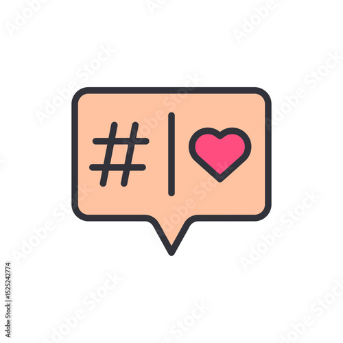 Engaging Social Media Notification With Heart And Hashtag Symbol