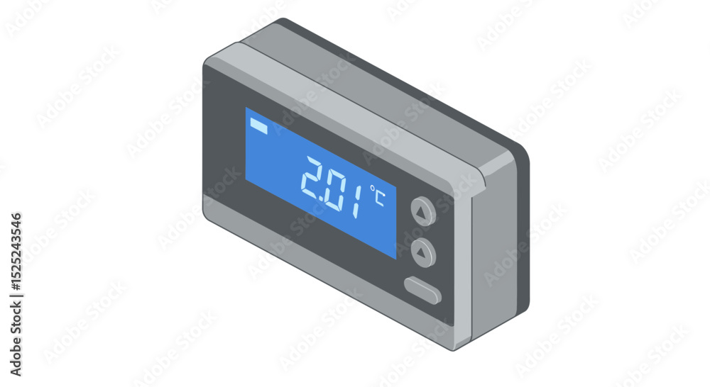 Fototapeta premium Isometric digital thermostat displaying the temperature 20.1 degrees celsius
