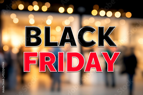 Excitement fills the electronics store as shoppers enjoy Black Friday deals. Bold Black Friday signage dominates the electronics store, capturing attention as busy shoppers reflect in glass
