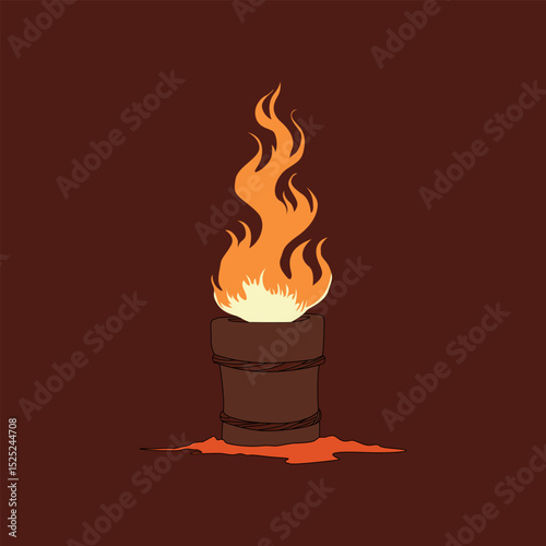 vector illustration of a burning stove