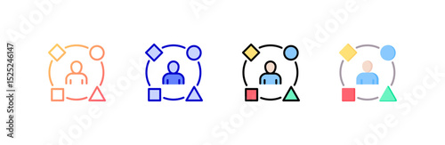 Diversity icon set multiple style collection