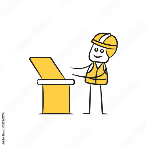 doodle engineer working on laptop character
