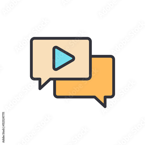 Speech Bubbles With Play Button For Video Content Communication