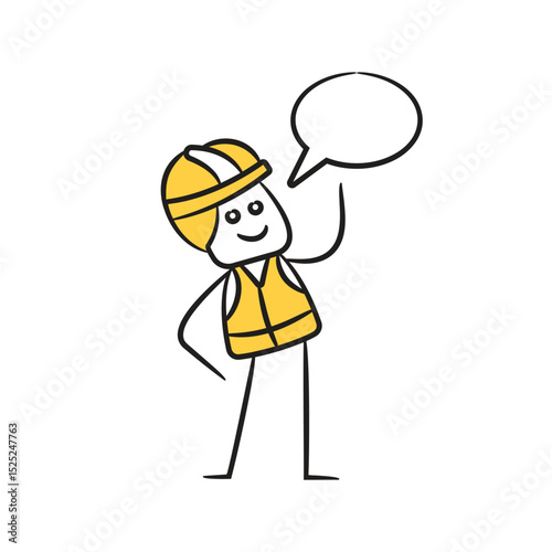 doodle engineer and speech bubble character