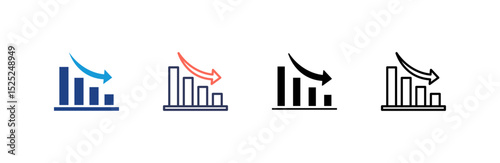 Recession icon set multiple style collection