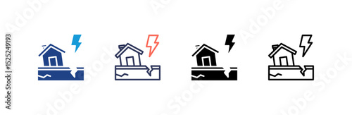 Disaster icon set multiple style collection