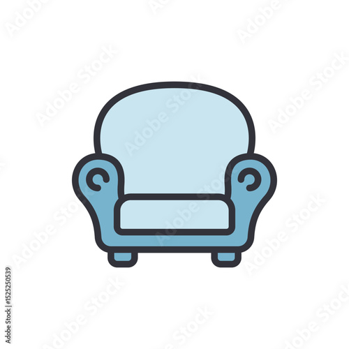 Light Blue Armchair Illustration On Transparent Background Modern Design