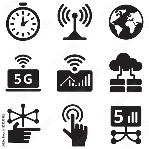 Gigabit Speed & 5G Technology Icons