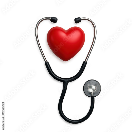 Stethoscope and heart shape symbolizing health and wellness during a medical examination