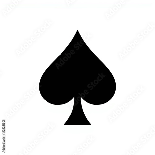 Black Spade Symbol on White Background, Simple Design

