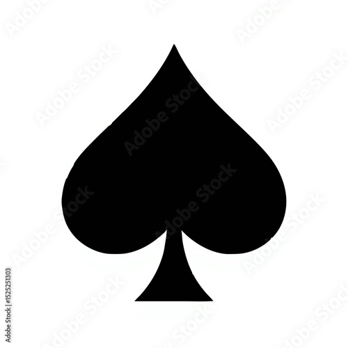 Black Spade Symbol on White Background, Simple Design

