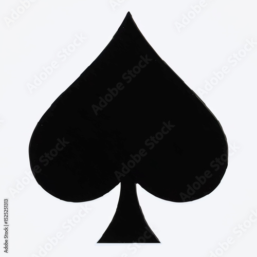 Black Spade Symbol on White Background, Simple Design

