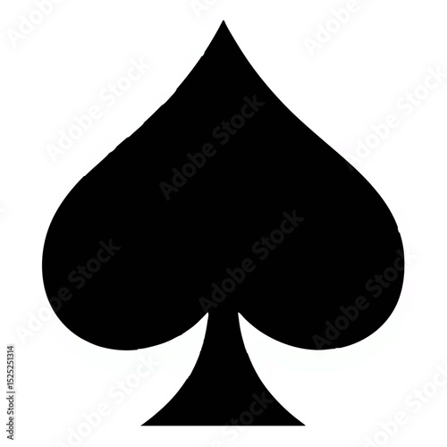 Black Spade Symbol on White Background, Simple Design

