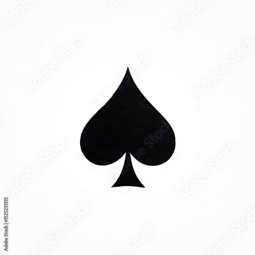 Black Spade Symbol on White Background, Simple Design

