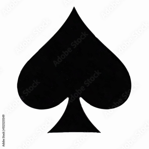 Black Spade Symbol on White Background, Simple Design

