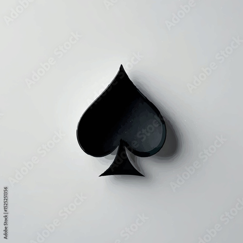 Black Spade Symbol on White Background, Simple Design


