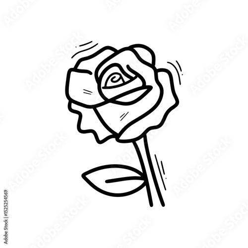 Hand Drawn Rose Flower Illustration. Doodle Vector. Isolated on White Background - EPS 10 Vector