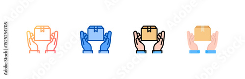 Package icon set multiple style collection