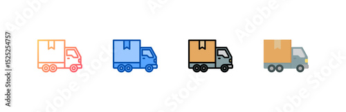 Delivery Truck icon set multiple style collection