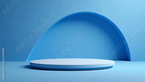 Abstract Blue Minimalist Product Display Platform Modern Arch Background for Showcase, Presentation, and Branding