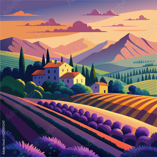 sunset-over-the-lavender-fields-in-provence--france